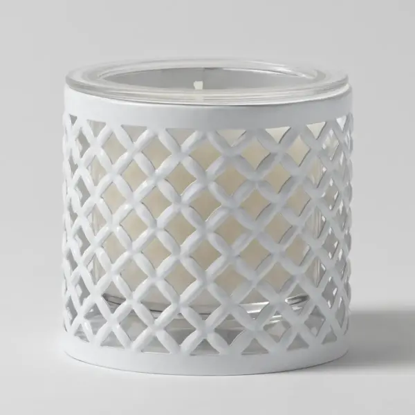 White Trellis Candle Holder